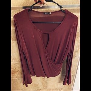 Long-flared sleeve blouse